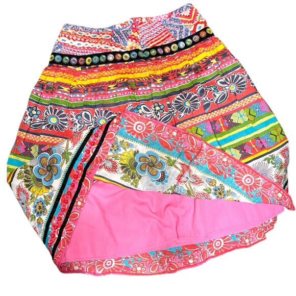 WD.NY Multicolor Festive Boho Lined Skirt size Medium - Picture 2 of 11
